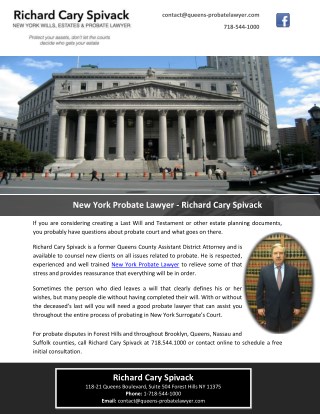 New York Probate Lawyer - Richard Cary Spivack