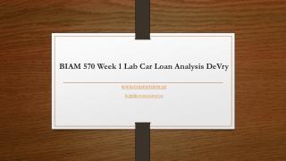 BIAM 570 Week 1 Lab Car Loan Analysis DeVry