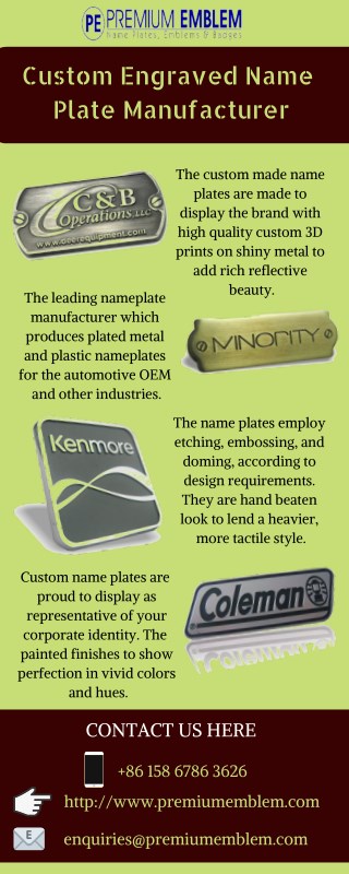 Name Plate Manufacturer China | Premium Emblem Co Ltd