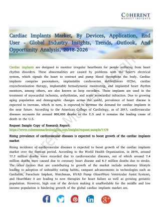 Cardiac Implants Market, By Devices, Application, End User - Global Industry Insights, Trends, Outlook, And Opportunity