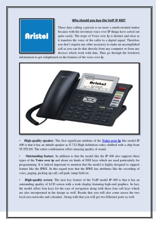 Why should you buy the VoIP IP 400?