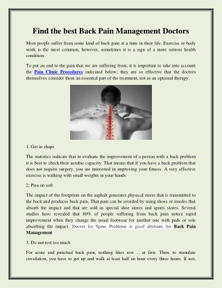 Find the best Back Pain Management Doctors