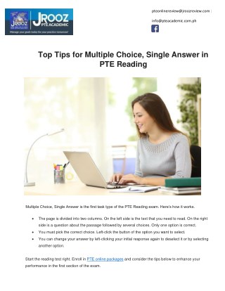 Top Tips for Multiple Choice, Single Answer in PTE Reading
