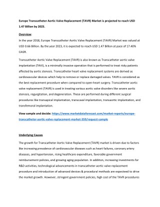 Europe Transcatheter Aortic Valve Replacement (TAVR) Market Competitive Strategies Analysis And Forecasts (2018 To 2023)