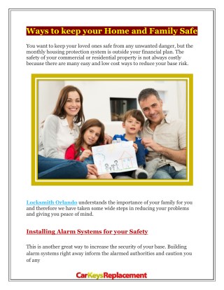 Ways to keep your Home and Family Safe