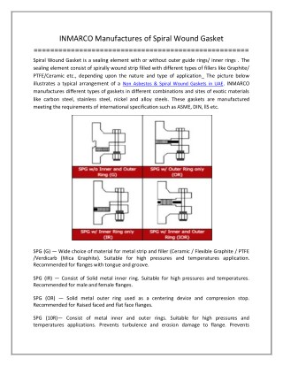 INMARCO Manufactures of Spiral Wound Gasket