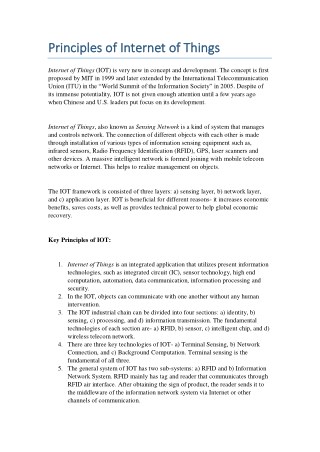 Principles of Internet of Things