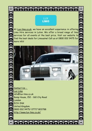 Leicester Limo Hire in White, Pink and Black Color