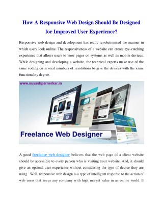 How A Responsive Web Design Should Be Designed for Improved User Experience?