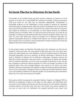 En Savoir Plus Sur Le Detecteur De Gaz Nocifs