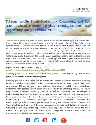 Tubeless Insulin Pump Market, by Component, and End User - Global Industry Insights, Trends, Outlook, and Opportunity An
