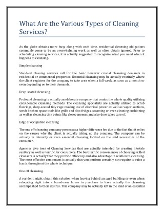 16What Are the Various Types of Cleaning Services