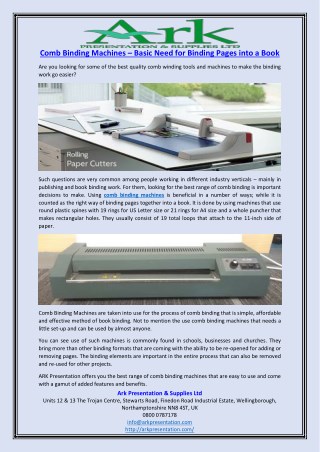 Comb Binding Machines – Basic Need for Binding Pages into a Book