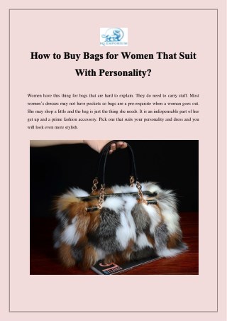 How to Buy Bags for Women That Suit With Personality?