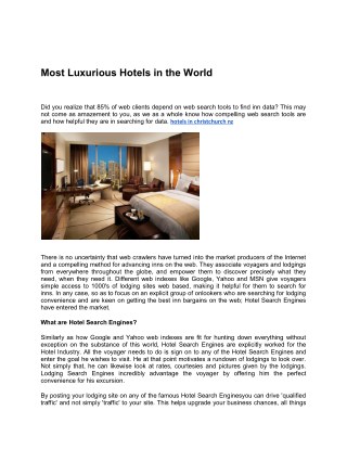 Most Luxurious Hotels in the World