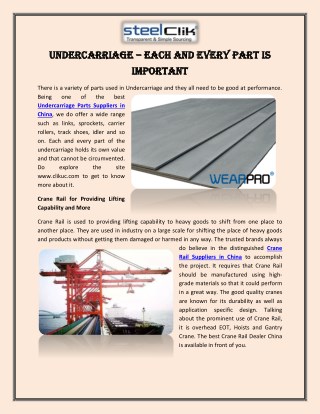 Undercarriage – Each and Every Part is Important