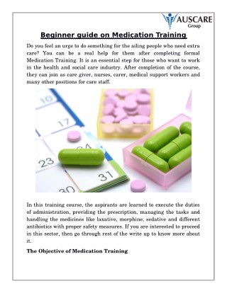 Beginner guide on Medication Training