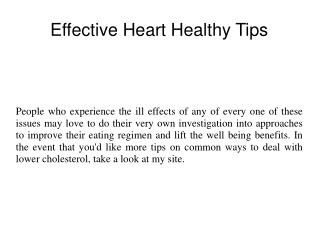 Effective Heart Healthy Tips