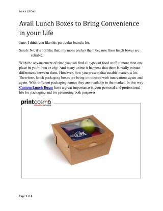 Avail Lunch Boxes to bring convenience in your life