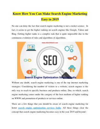 Know How You Can Make Search Engine Marketing Easy in 2019