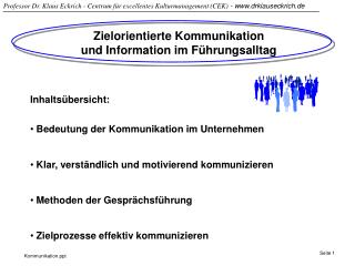 Zielorientierte Kommunikation und Information im Führungsalltag