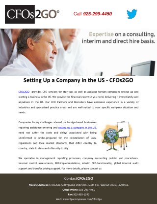 Setting Up a Company in the US - CFOs2GO