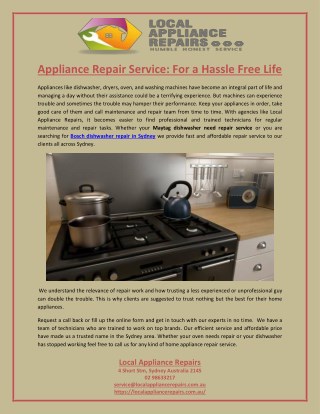 Appliance Repair Service: For a Hassle Free Life
