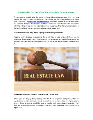Key Benefits You Get When You Hire a Real Estate Attorney