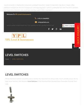 Level switches : level switches manufacturers and suppliers in Delhi, India