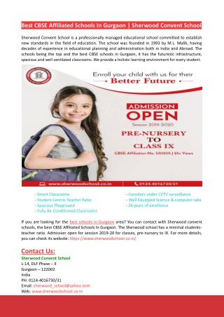 Best Schools In Gurgaon-Sherwood Convent School
