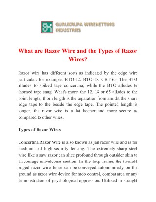 What are Razor Wire and the Types of Razor Wires?