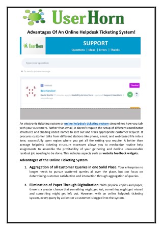 Advantages Of An Online Helpdesk Ticketing System!