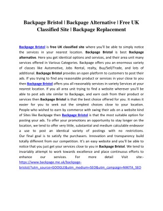 Backpage Bristol | Backpage Alternative | Free UK Classified Site