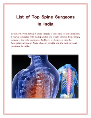 List of Top Spine Surgeons in India