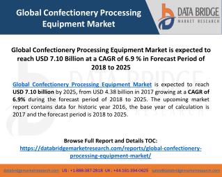 Global Confectionery Processing Equipment Market– Industry Trends and Forecast to 2025-PPT