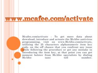 MCAFEE.COM/ACTIVATE- MCAFEE ANTIVIRUS PRODUCT