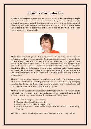 Benefits of orthodontics