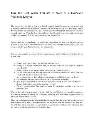 Hire the Best When You are in Need of a Domestic Violence Lawyer