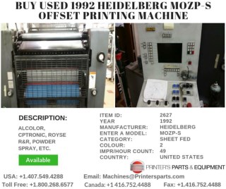 Buy Used 1992 Heidelberg MOZP-S Offset Printing Machine