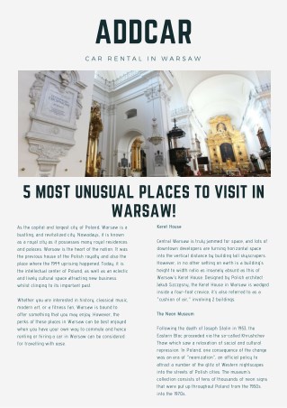 AddCar: 5 Most Unusual Places To Visit In Warsaw!