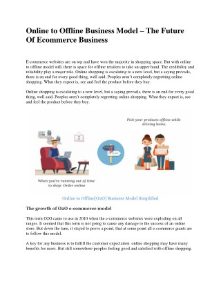 Online to Offline Business Model – The Future Of Ecommerce Business