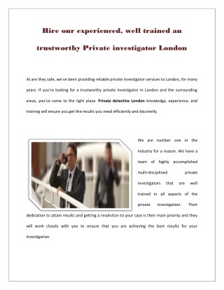 Private investigator London