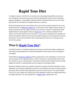 Rapid Tone diet