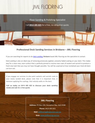 Professional Deck Sanding Services in Brisbane – JML Flooring