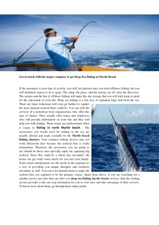 Deep Sea Fishing North Myrtle Beach