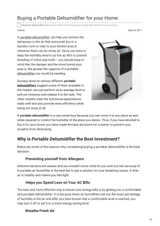 How to buy portable dehumidifier for home?