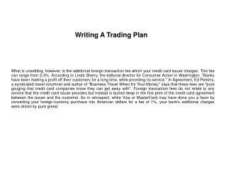 Writing A Trading Plan