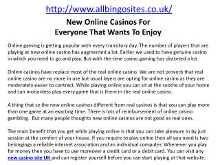 New Online Casinos For Everyone That Wants To Enjoy