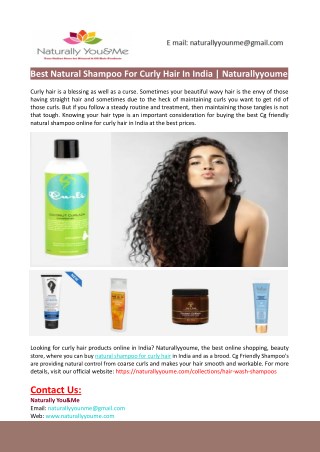 Best Natural Shampoo For Curly Hair in India-Naturally Youme