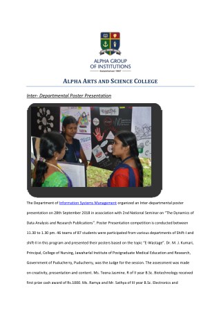 Inter- Departmental Poster Presentation | Alpha Arts and Science College chennai